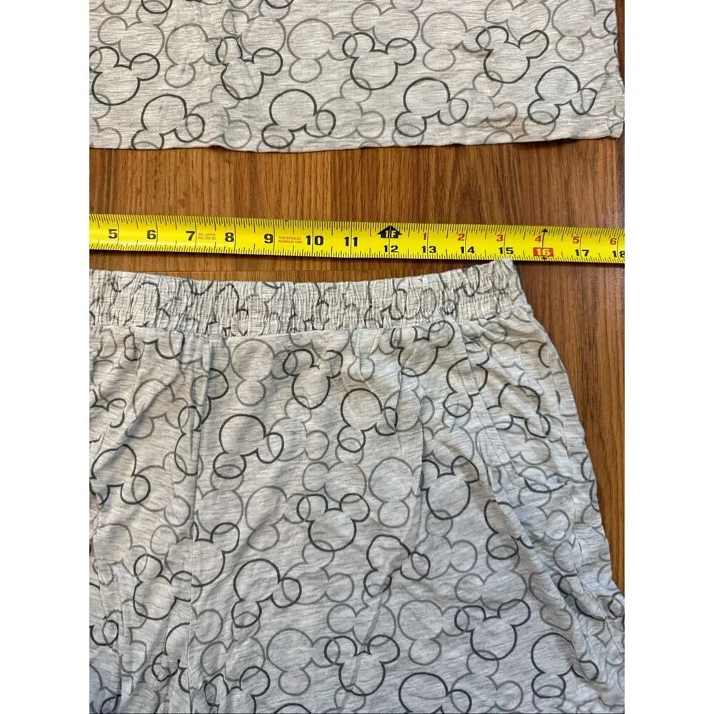 Disney Women's Mickey Mouse Heather T-Shirt Shorts Pajama Set Gray Large - Picture 9 of 12
